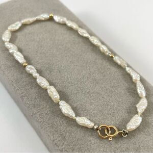 Vintage 14k Yellow Gold Genuine Freshwater Rice Pearl Dainty Strand Bracelet